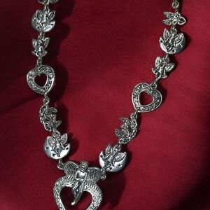 Silver Angel Heart Necklace